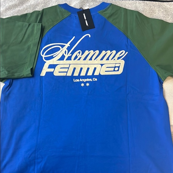 Homme Femme Blue and Green Short Sleeve Tees - Picture 7 of 12